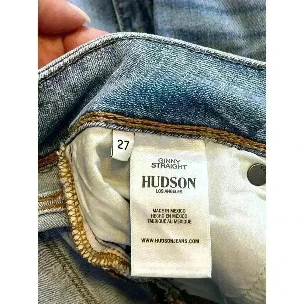 NWT HUDSON Jeans Ankle Ginny Straight Size 27 Light wash raw hem RUNWAY MSRP$198 - Picture 8 of 9